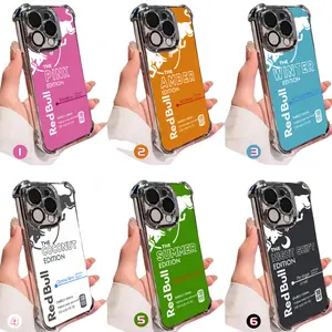 Redbull Energy Drink Edition For 17  16 15 14 13 12 PRO PLUS MAX Four CornersAnti-Fall Transparent Soft Silicone Phone CasesShell Tough Phone