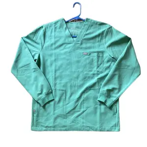 FIGS Men’s Scrub Top Large Green Tansen Surgery Technical Collection Long Sleeve Casual Beige Uniform Underwear Crewneck Plain