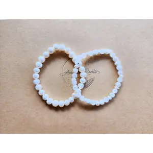 June Bracelet Stack || Mother of Pearl & Moonstone Beaded Bracelet || Reiki Infused (In Store Only)
