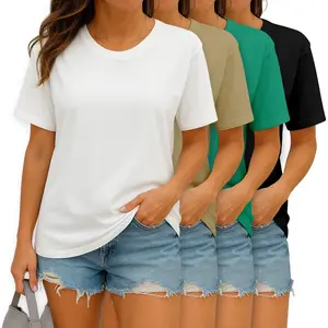Short-Sleeve100% Cotton  3-Piece Set Comfortable, versatile, and minimalist solid-color women's T-shirts Elevate your wardrobe - a set of three pieces perfect for any occasion Simple and effortless style, the top choice for women's holiday gifts