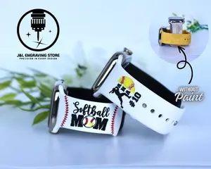 Softball Engraved Apple Watch Band Personalized Sport Watch Band Apple Watch Band Apple Watch Band for Women Softball MOM Bracelet Baseball