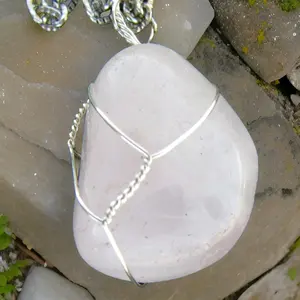 Rose Quartz Crystal Wire Wrapped Necklace