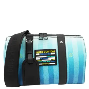 Pre-owned Louis Vuitton Damier Stripes Crossbody Bags City Keepall Shoulder Bag Gradient Blue