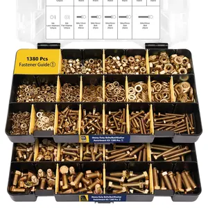 1380 count Nuts and  Assortment Kit - Heavy Duty Grade 8.8 Metric M4 M5 M6 M8 Bolt Set with Assorted Nuts and Washers, Yellow Zinc Plated, Length from 12-30mm