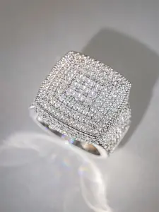 Fashion Square Shaped Artificial Zirconia Decorated Ring, Fashion Jewelry for Party, Daily Clothing Decor, Trendy All-match & Exquisite Jewelry for Birthday Gift, Cubic Zirconia Ring