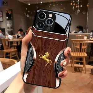 Brown background with golden horse pattern, fashionable and trendy, high-quality texture, good feel, business style, popular design, suitable for iPhone 17 16 15 14 13 12 11 pro max phone cases
