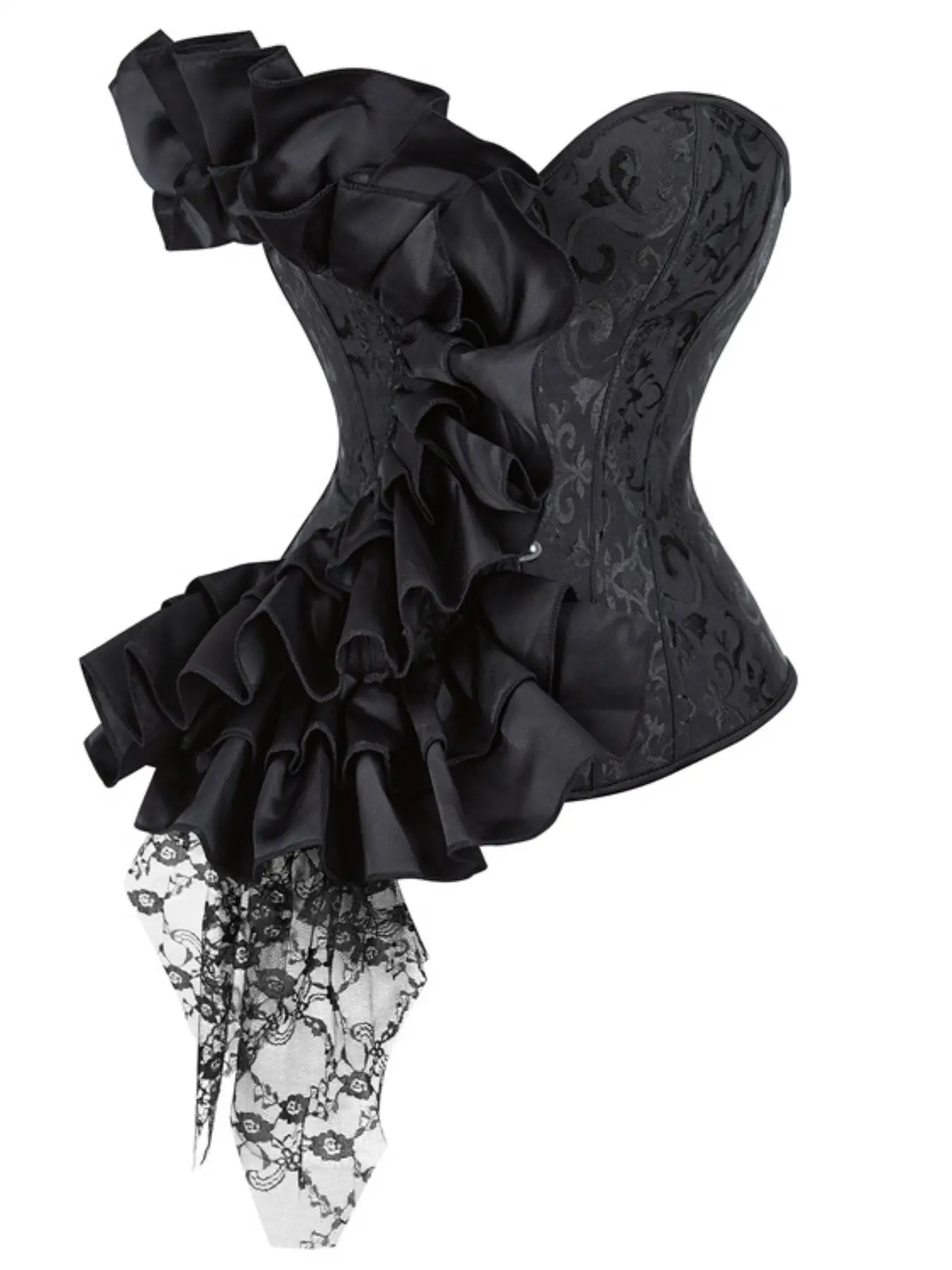 New Gothic Lace Corset Dress, Asymmetrical Design, Party/streetwear Essential, Vintage Sexy Bodycon, All Seasons