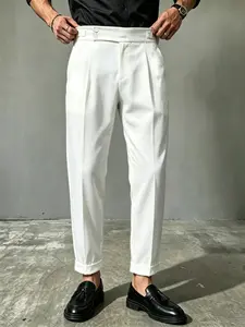 Men's Straight Leg Suit Pants, Menswear, High Waist, Wrinkle-Resistant, Loose Fit, Breathable, Slimming, Casual, All Seasons