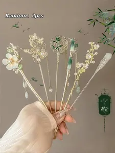 Chinese Vintage Hair Sticks Set (random Colors), Retro Metal Hair Accessories for Girls & Women, Ethnic Style Hair Pins, Hairpins