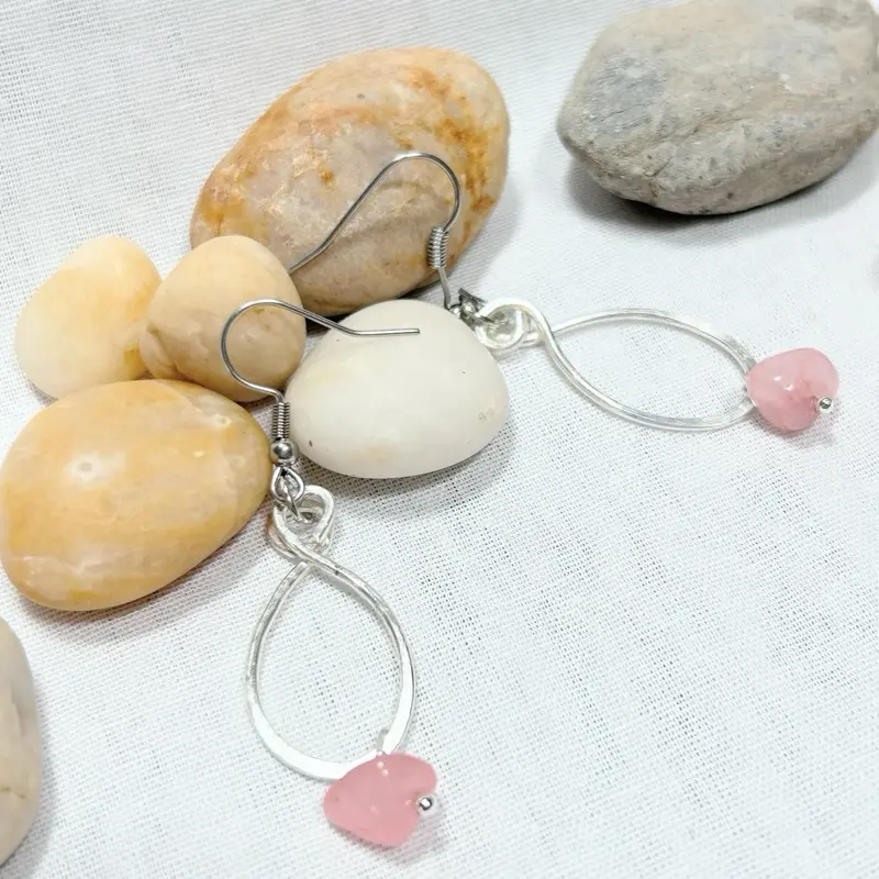 SCS-BWER-041 Rose Agate Harmony Earrings