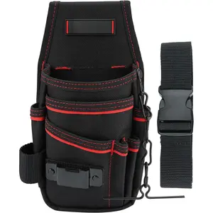 Electrician Tool Pouch with Belt Clip - 7-Pocket Lightweight Small Tool Belt Pouches for Carpenters, Technicians, HVAC - Heavy Duty Multi-Pocket Organizer for Construction, Maintenance, DIY Tools