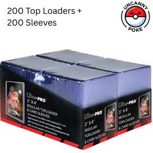 200 Top Loaders + 200 Sleeves, Ultra-Pro, sealed, 3 X 4, Pokemon, Magic, Baseball
