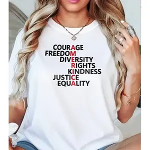 Courage Freedom Anti-discrimination Slogan Print T-shirt Edgy Equality Casual Top