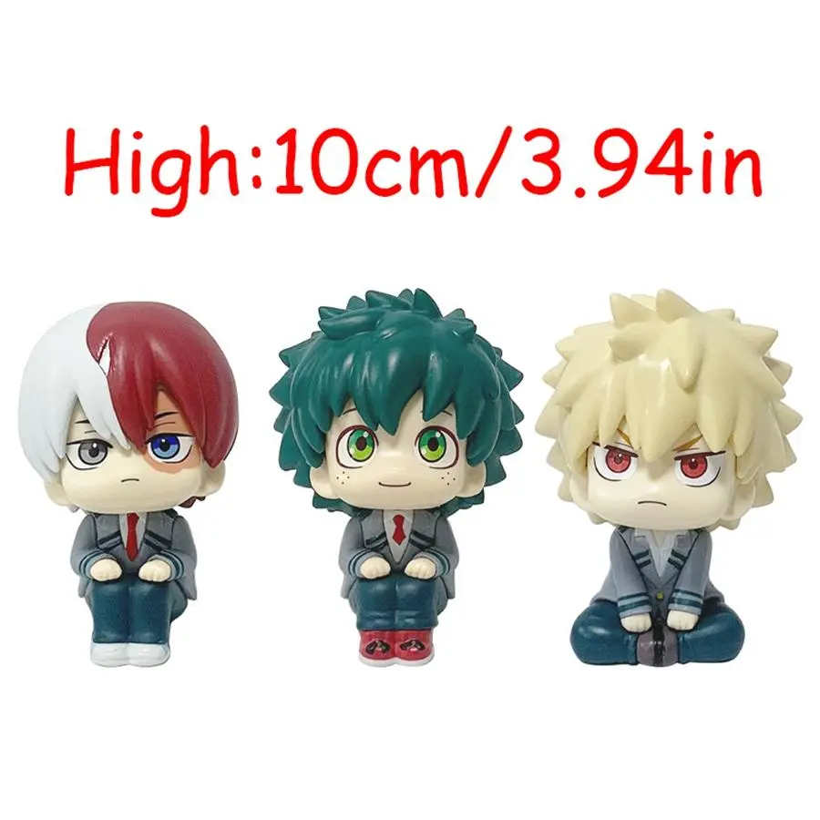 10cm Boku no Hero Academia PVC Mini Figure Toys - Midoriya Izuku, Bakugo Katsuki, Todoroki Shoto Figurines for Collectors, Anime Collectibles