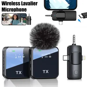 Wireless Lavalier Microphone, 3-in-1 Receiver Wireless Lavalier Microphone, Noise Cancelling Microphone for Video Recording, Podcasting, Vlog, Audio