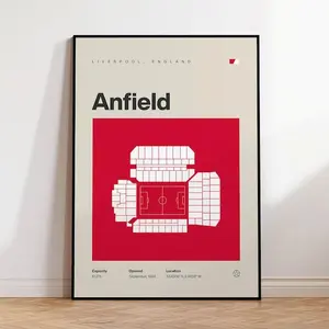 Liverpool Football Poster, Stadium Print, Mid Century Modern Soccer Poster, Sports Bedroom Posters, Minimalist Office Wall Art