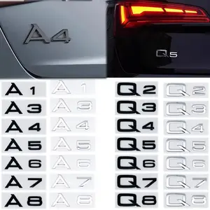 Audi Car Logo Sticker for A1 A3 A4 A5 A6 A7 A8 Q2 Q3 Q4 Q5 Q6 Q7 Q8, Letter Emblem, Trunk Badge, Decal, Accessory
