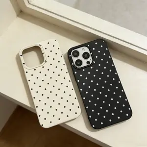 2pc Polka Dot UV Print Phone Case Set, Cover, Matte & Leather Texture, Soft Tpu Protection for iPhone 17-11 Series, Trendy Gift, Accessories