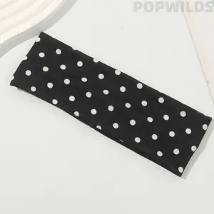 European American Retro Polka Dot Satin Hairband, elegant forest aesthetic cross headband. Elastic comfy fit, soft smooth texture, versatile styling. Perfect spring summer hair accessory, chic decoration for daily look and casual outfit matching
