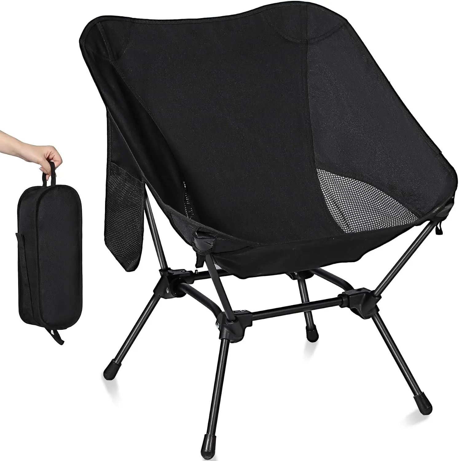 Ultra Lightweight Backpacking Chair, Portable Collapsible Ultralight Camping Chair with Mesh Back for Hiking, Outdoor Travel, Beach & Lawn