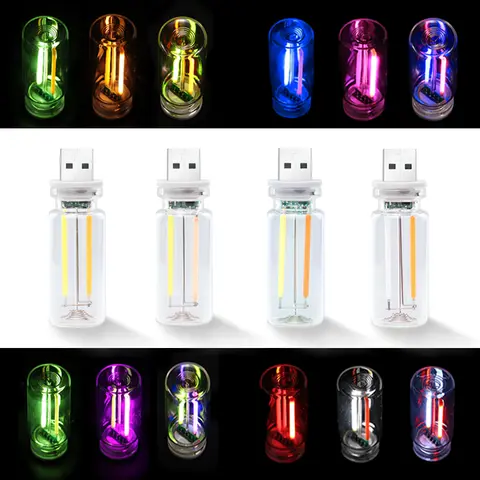 Retro 2-Tone USB LED Lamp - 0.5W Energy Efficient Touch Dimmable Compact Decorative Night Light, Truck Accessories, Cool Car Decorations, 2-Tone Mood Shift Dual-Color Switch, Plug-and-Play USB-Port Compatible (Yellow, Green)
