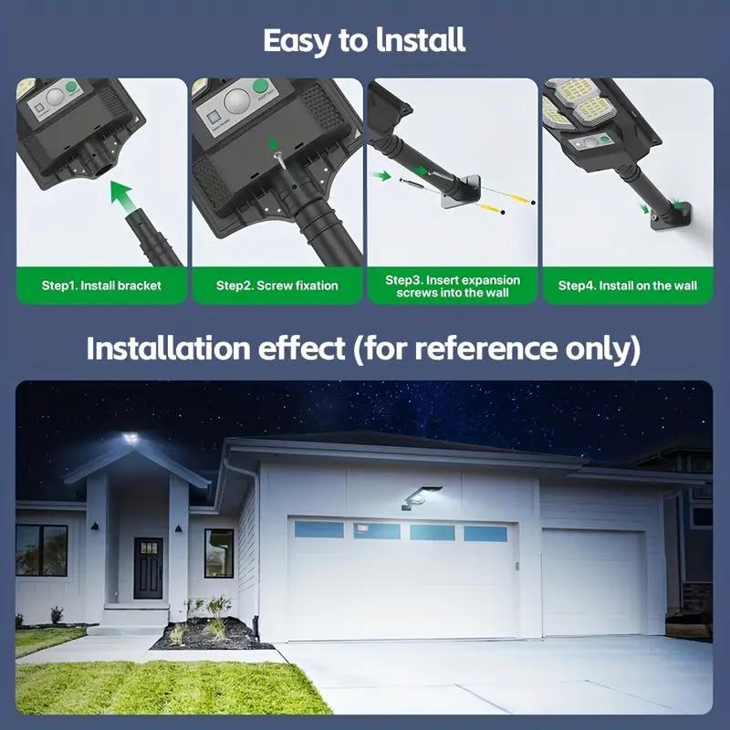 Professional 4-Pack Solar Lights for Outside 3 Modes 6500K LED Flood Security Light with Motion Sensor Dusk to Dawn Remote Control IP65 Waterproof  for Yard Garden Shop