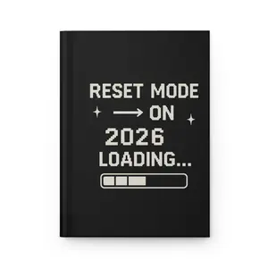 Reset Reload 2026 Hardcover Journal Matte Laminated Cover Minimalist Notebook 150 Lined Pages Perforated Sheets Casewrap Sewn Binding
