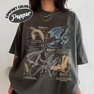 Fourth Wing Dragon Comfort Colors Shirt, Tairn & Andarna T-Shirt, Basgiath War College Tee, Dragon Rider Shirt, Bookish Gift for Readers T-Shirt, Sweatshirt, Hoodie Gifts Suitable for Book Lover