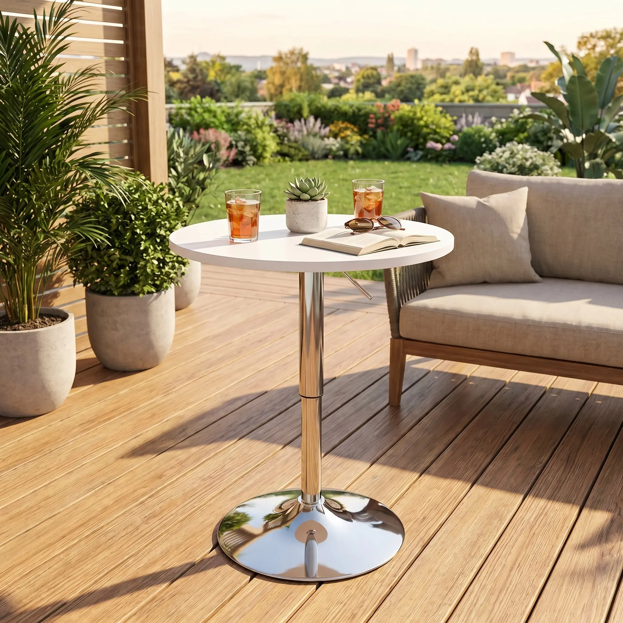 Bar Table Round, Adjustable Height Swivel 360 Degrees Tall Cpunter Height Pub Desk