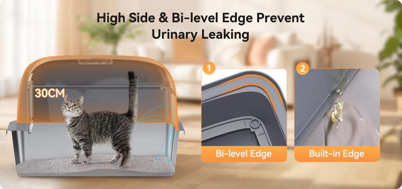 MeoWant LB02 Stainless Steel Cat Litter Box - Extra Large 3-in-1 Detachable Design, Odor-Free, 81L Capacity, Non-Stick, Scratch-Resistant, Rust-Free
