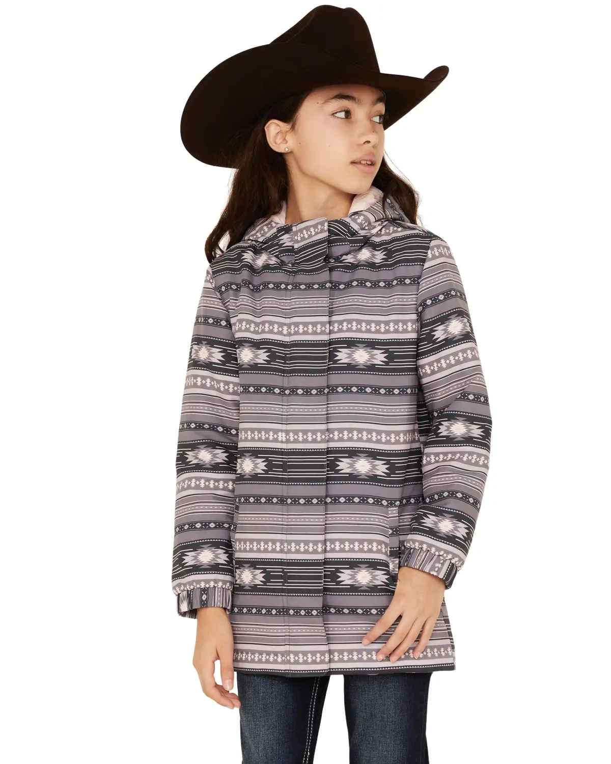Cruel Girl Girls' ' Southwestern Stripe Softshell Hooded Jacket - Cwj8680001