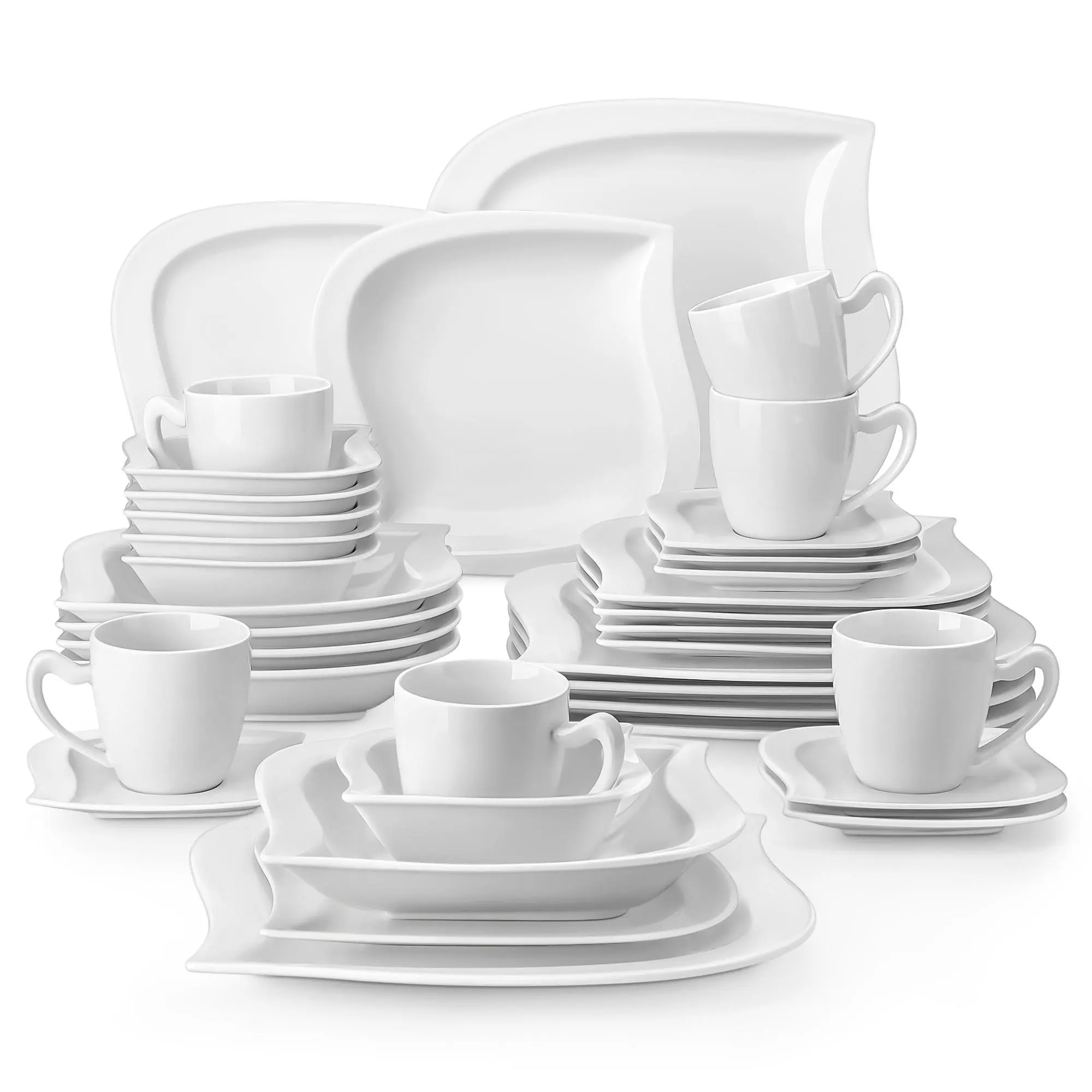 MALACASA Modern Dinnerware Sets,Plates and Bowls Set for 6,Porcelain Dinnerware Set with Dinner Plates and Bowls,Cup and Saucer Set,Series Elvira Winter Holiday summerwins
