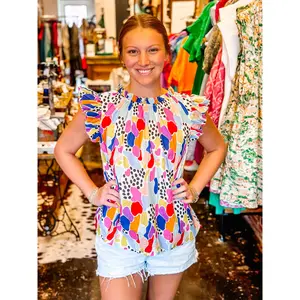 THML Wiley Ruffle Sleeve Top