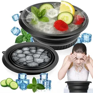 Face Ice Bath Bowl, Silicone Ice Bowl Facial Folding Washbasin for Cold Plunge Therapy, Skin Tightening & Acne Relief, Reusable Ice Cubes Portable Spa Tool for Home & Travel