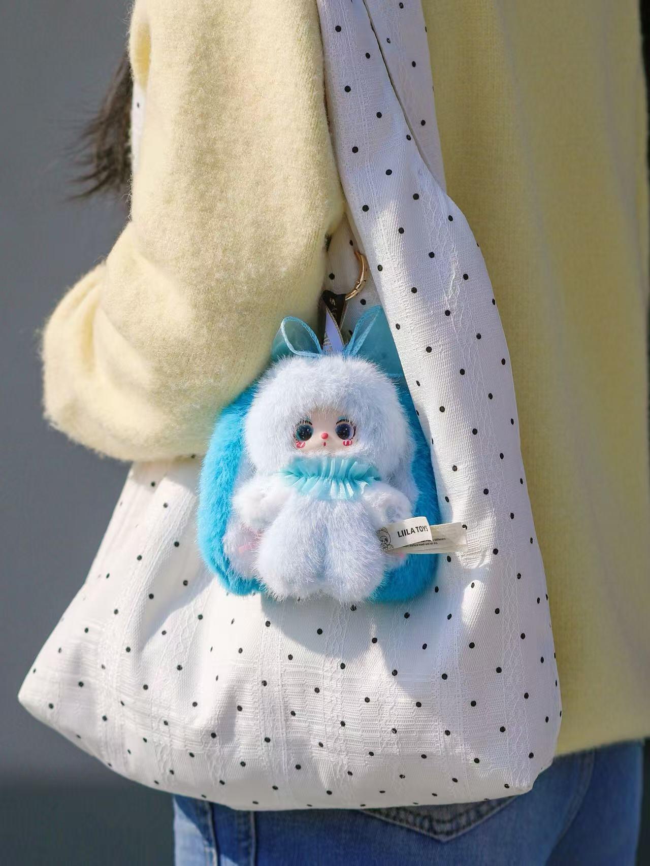 LISM Liila‘s rainbow candy rabbit plush toy doll，Bunny Plush Dolls，Soft Furry Collectibles，Backpack or clothing decoration，Stuffed Animal