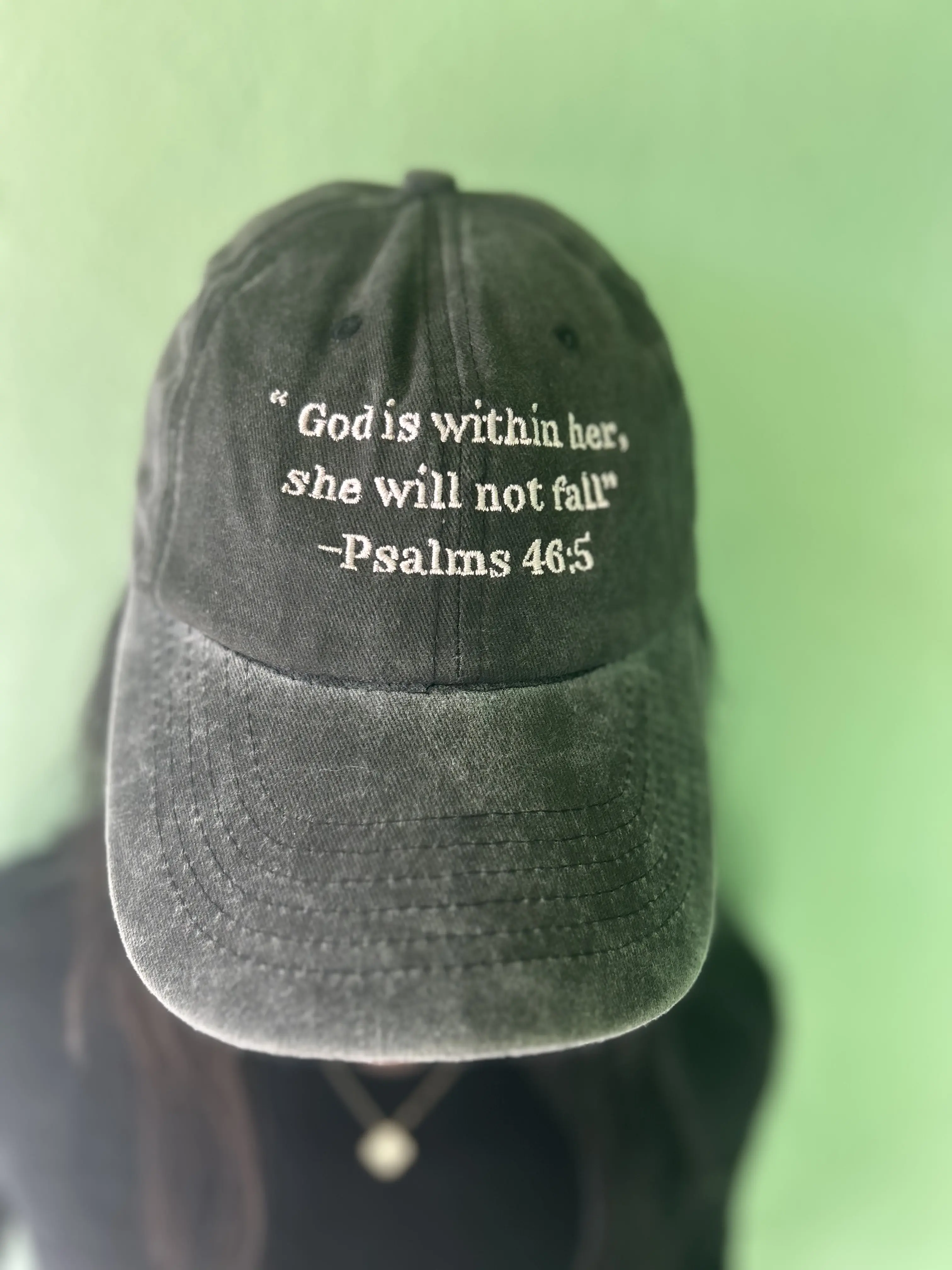 WOW PSLAMS 46:5 Hats Christian Based Purple & Black Psalm 46:5 God is Within Her She Will Not Fall Faith Accessory