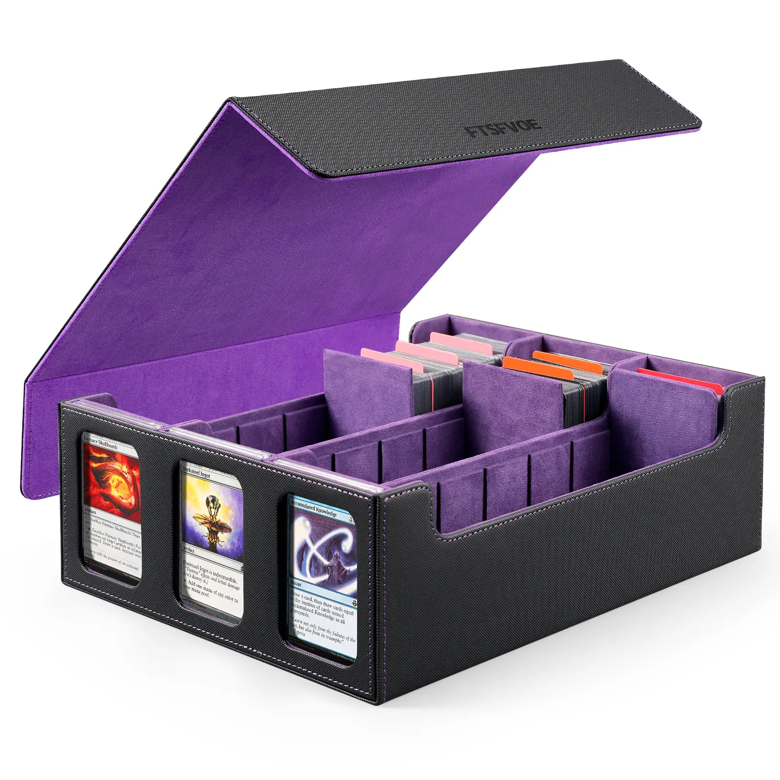 Trading Card Storage Box for Commander - 2400+ MTG Deck Box with Removable  Cover, 24 Colorful Divider Tabs, Card Storage Box with Viewing Windows Fits  for Magic Game (Black&Wathet) - TikTok Shop