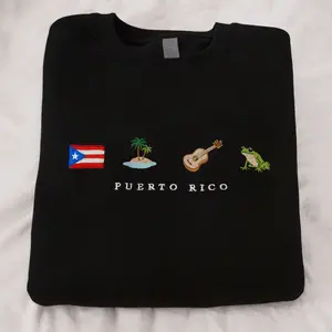 Puerto Rico Embroidered Shirt, Sweatshirt Or Hoodie – Classic Heritage Inspired Apparel. A Timeless, Unisex Statement Piece And Meaningful Gift Celebrating Colombian Pride, Culture, And Everyday Style