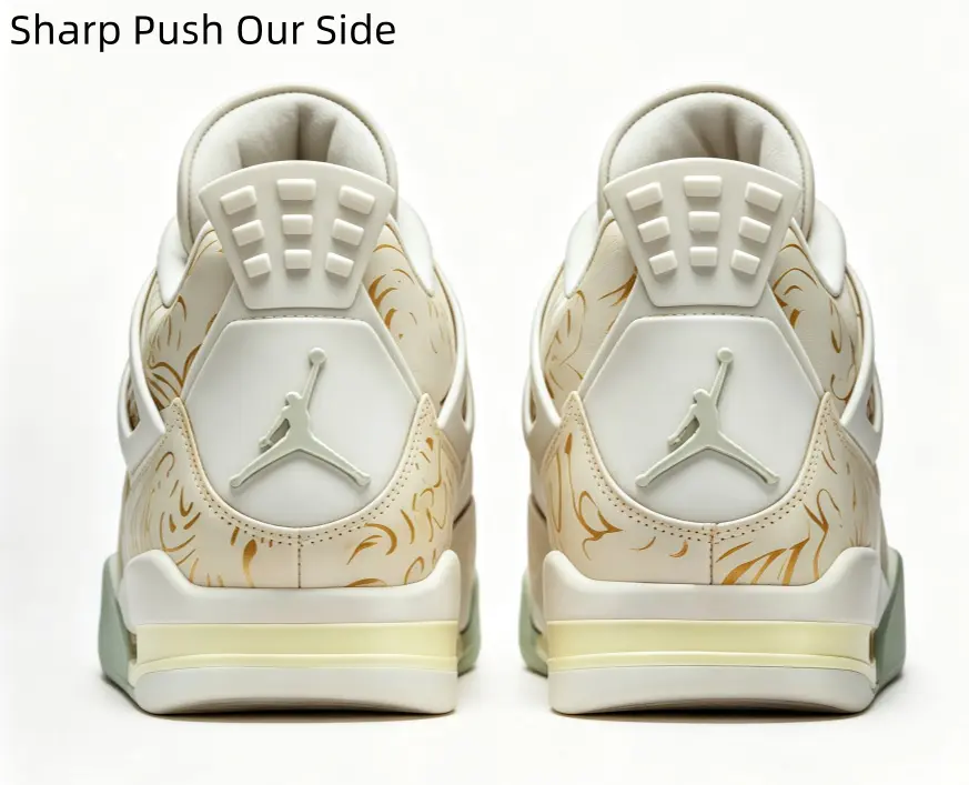 Men Women Off White Gold Pattern Mid Top Sports Sneakers Soft Leather Breathable Mesh Shock Absorbing Cushion Wear Resistant Non Slip Casual Trainers Ideal for Commuting Fitness Outdoor Walking Party All Daily Casual Scenarios
