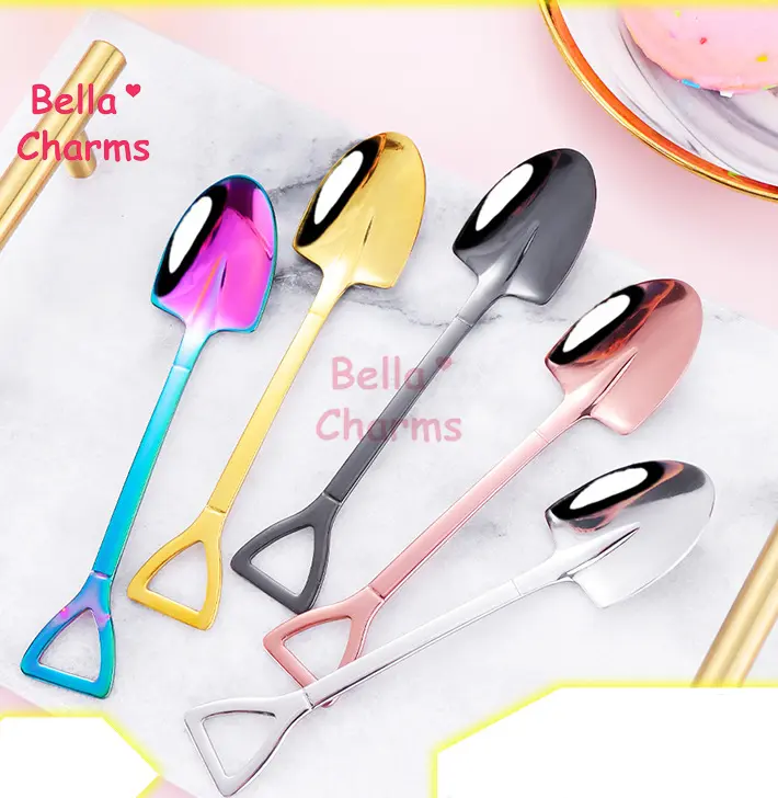 Scoop Spoon - Assorted Colors, Includes Gold, Brown, Silver, and Teal, Ideal for Cutlery and Tableware