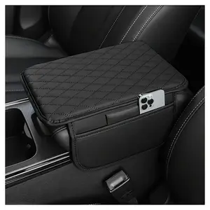 Car Multi-Functional Armrest Cushion Pad, PU Leather Material, 2 Storage Pockets, Fits Various Car Models, Perfect Holiday Gift, Car Console Organizer, Car Armrest Box