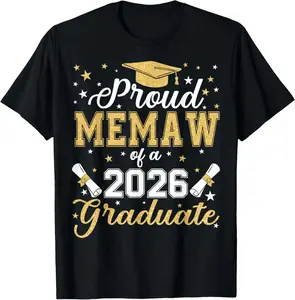 100%cotton Proud Memaw Of A Class Of 2026 Graduate 2026 Senior Memaw T-Shirt