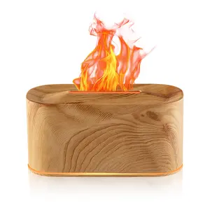 Aromatherapy Natural Wood Tone Flame Diffuser, Aromatherapy, Compact