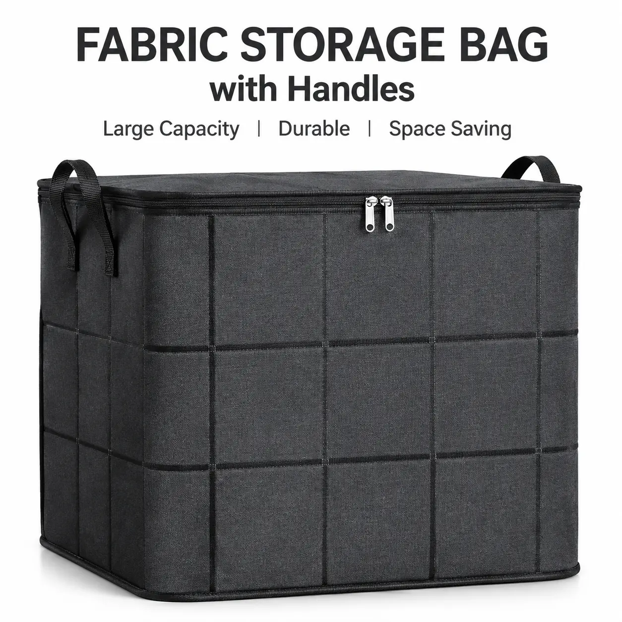 Large Fabric Storage Bags with Handles, 140L/180L Foldable Closet Organizer with Zipper Closure, Clothes Storage Container for Blankets, Comforters, Quilts, Bedding Sets and Seasonal Clothing