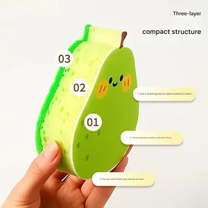 Fun Fruit and Vegetable Dish Sponge, Specialized Bowl Cleaning Sponge, Home Kitchen Multi-Functional Pot and Plate Cleaner