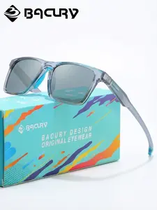 BACURY Ultra Light And Comfortable Men'S Sunglasses, Classic Tr90 Square Frame, Daily Commuting, UV Protection, Driving, Fishing, Reducing Glare