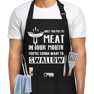 Funny Aprons for Men, Men’s Funny Chef Cooking Grilling BBQ Apron with 2 Pockets, Father's Day Birthday Gifts for Dad Husband Boyfriend