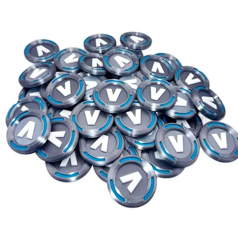 Fortnite V-Bucks 3D Printed Replica Display Pieces Silver with Blue Accents for Gamers Collectors Stylish Figurine Collection Collectible Statue