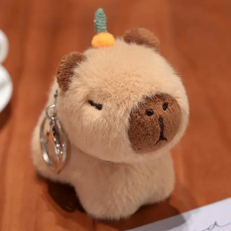 Capybara Plush Toy Pendant Capibara Plushie Keychain Kawaii Bag Key Ring Cute Dog Cat Dolls Car Decoration Christmas Gift,panda,stitch,collectible,Brown,Owl,Squishmallow with Cap,Animated,Grinch,Standing Plush