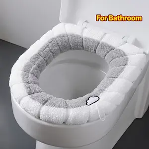 1pc Soft Plush Toilet Seat Cover with Non-Slip Grip & Warmth - Adhesive Flocked Cushion, Fit for All Toilets, Hygienic, Easy Installation (No Tools) - Bathroom Essentials for s & Toilet Seat Protector